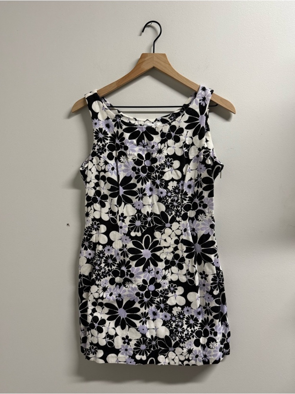 1990s R Wear by Rampage Black & White mod Floral cotton Sleeveless Dress